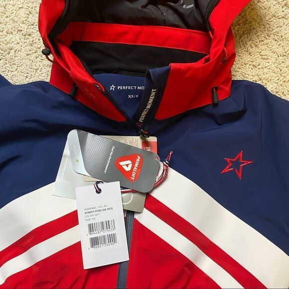 Perfect Moment Stoke One Piece Snow Suit Ski Suit Red White Blue NWT XS - Picture 2 of 7